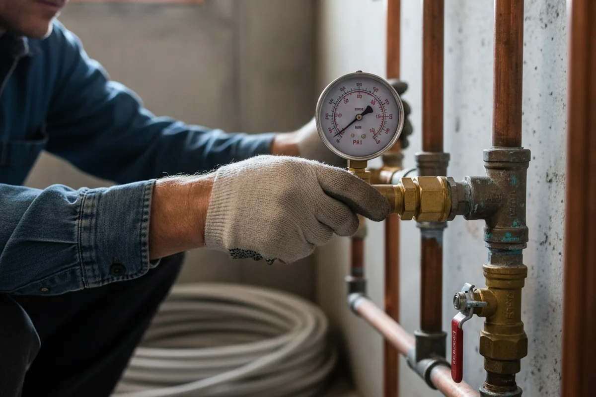 Pressure testing a repaired line during Water Line Repair in Lake Odessa