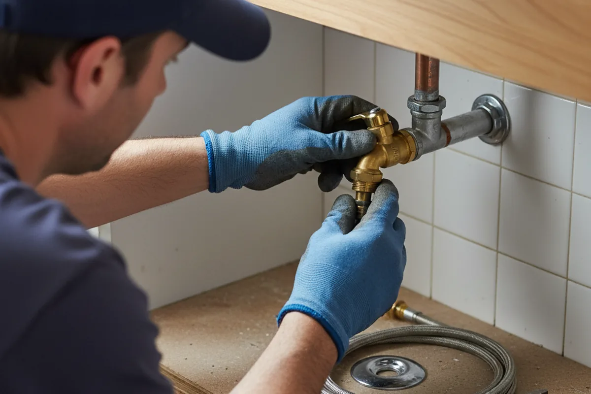 Shutoff valve and fitting work during Burst Pipe Repair in Lake Odessa